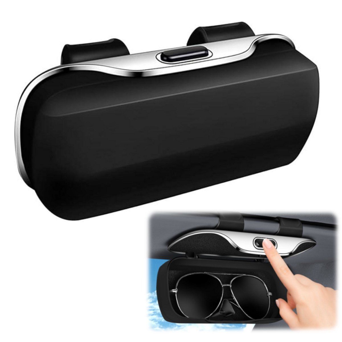Car Sun Visor, Car Sunglasses Holder, Glasses Storage Case, Soft Car Glasses Storage Box Accessory, and trucks black, 6.5 x 18.5 x 8.1 cm