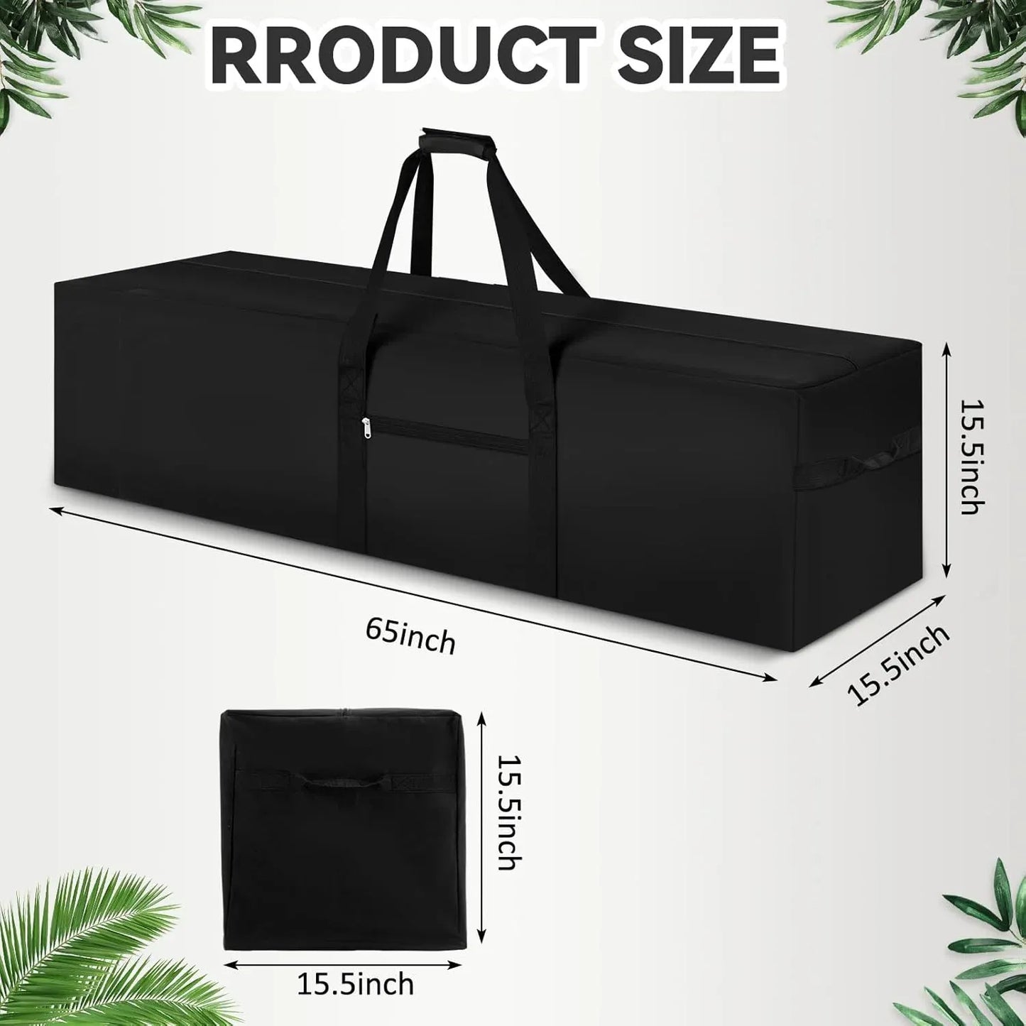 Extra Large Duffle Bag Heavy Duty Waterproof Tent Storage Carrying Case for Camping Travel Fishing Outdoor Moving, Black 65 x 16 x 16 Inch