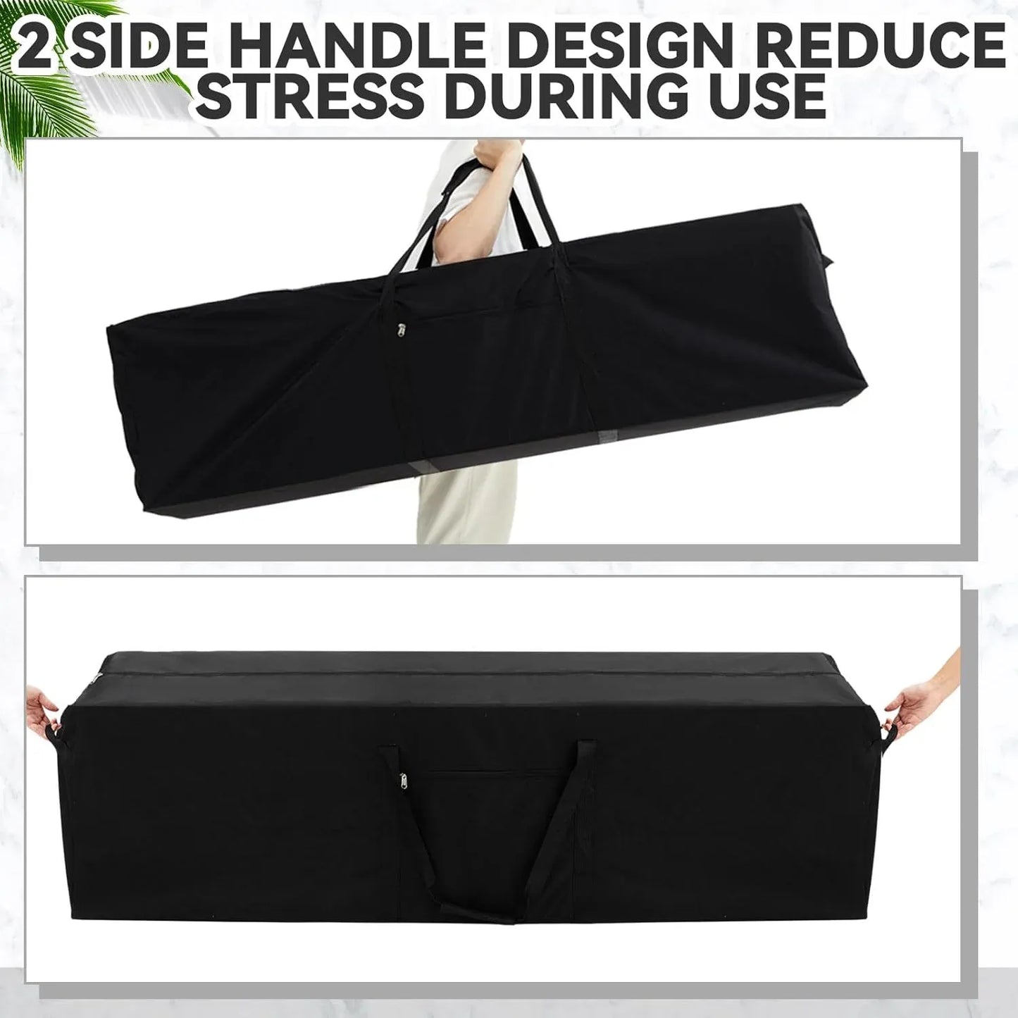 Extra Large Duffle Bag Heavy Duty Waterproof Tent Storage Carrying Case for Camping Travel Fishing Outdoor Moving, Black 65 x 16 x 16 Inch