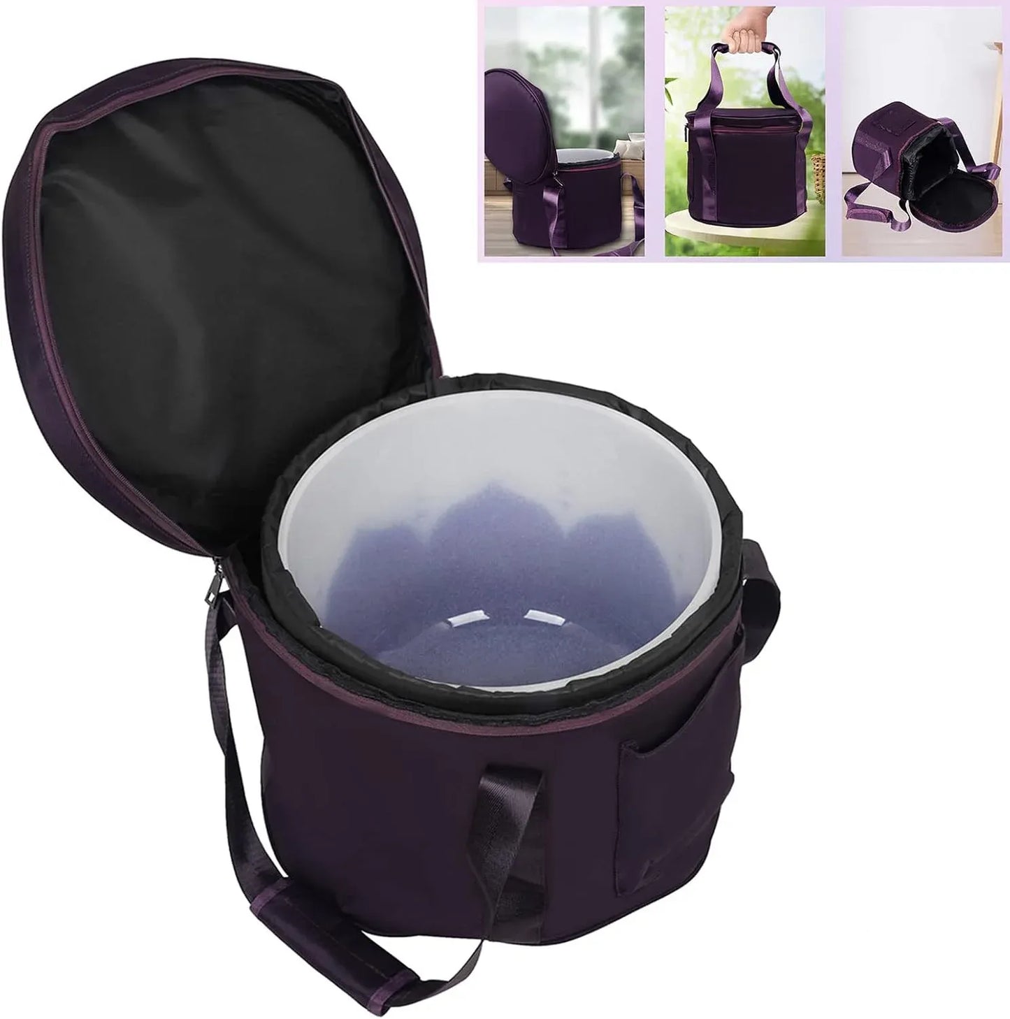 Singing Bowl Carry Bag with Handle, Thickened Padded Travel Case for Yoga Meditation Sound Bowl, Purple, 14 inches Size