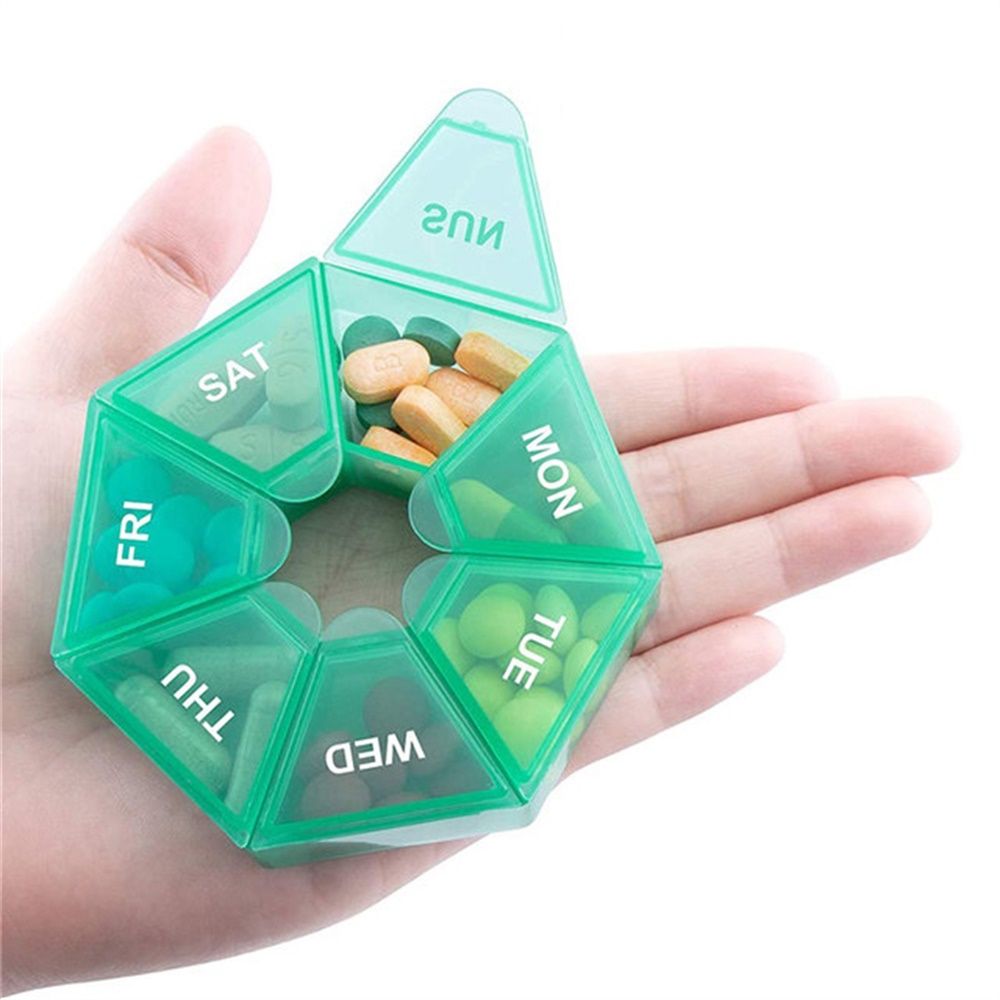 Smart Dosett Weekly Medicinal Dosing Box, Compact 7-Compartment Travel Medicine Organizer, Purple, PP Plastic, Secure Snap Lid