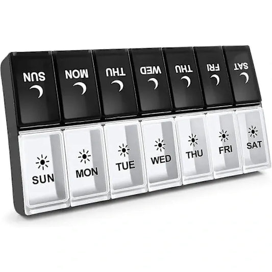 Daily Pill Organizer 2 Times a Day, Large Weekly Morning Evening Day Night Medicine Case, 7-Day Pill Box, PP Plastic Material