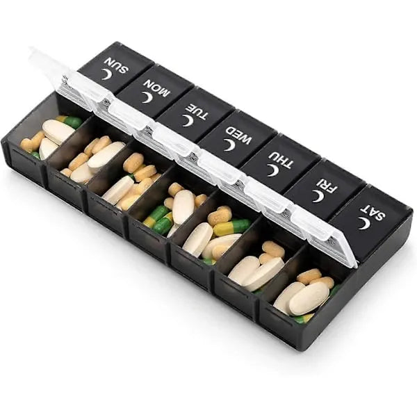 Daily Pill Organizer 2 Times a Day, Large Weekly Morning Evening Day Night Medicine Case, 7-Day Pill Box, PP Plastic Material