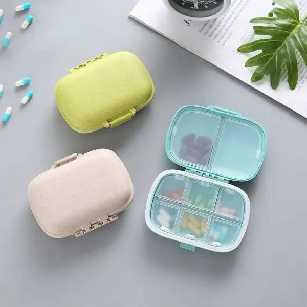 8-Compartment Doset Medicine Box, Compact Dosage Pill Jar Holder for Daily Tablets, Pink, Travel Pill Case, Secure Snap Lid