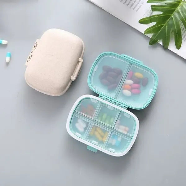 8-Compartment Doset Medicine Box, Compact Dosage Pill Jar Holder for Daily Tablets, Pink, Travel Pill Case, Secure Snap Lid