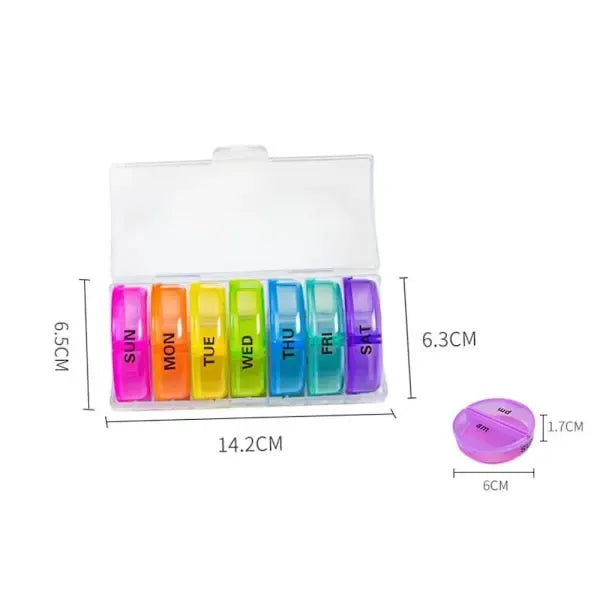 7-Day Pill Organizer Weekly Medicine Box, Double Protection Travel Tablet Case, ABS and PP Material, Secure Snap Lid, Daily Tablet Storage