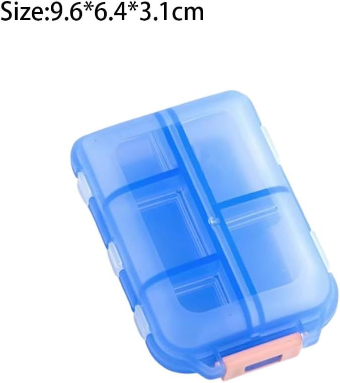 Med Wallet Pill Case with Labels, Portable Daily Medicine Organizer for Multiple Pill Sizes, Blue, PP Material, 9.5 x 6.4 x 2.5 cm