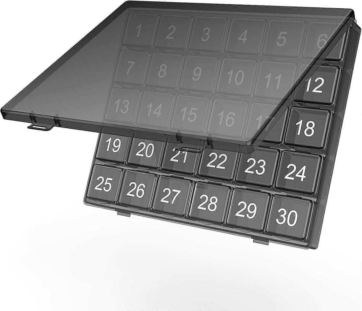 Monthly Pill Organizer Once a Day, 30-Day Easy Open Pill Case with Large Compartments for Travel, Transparent, Black