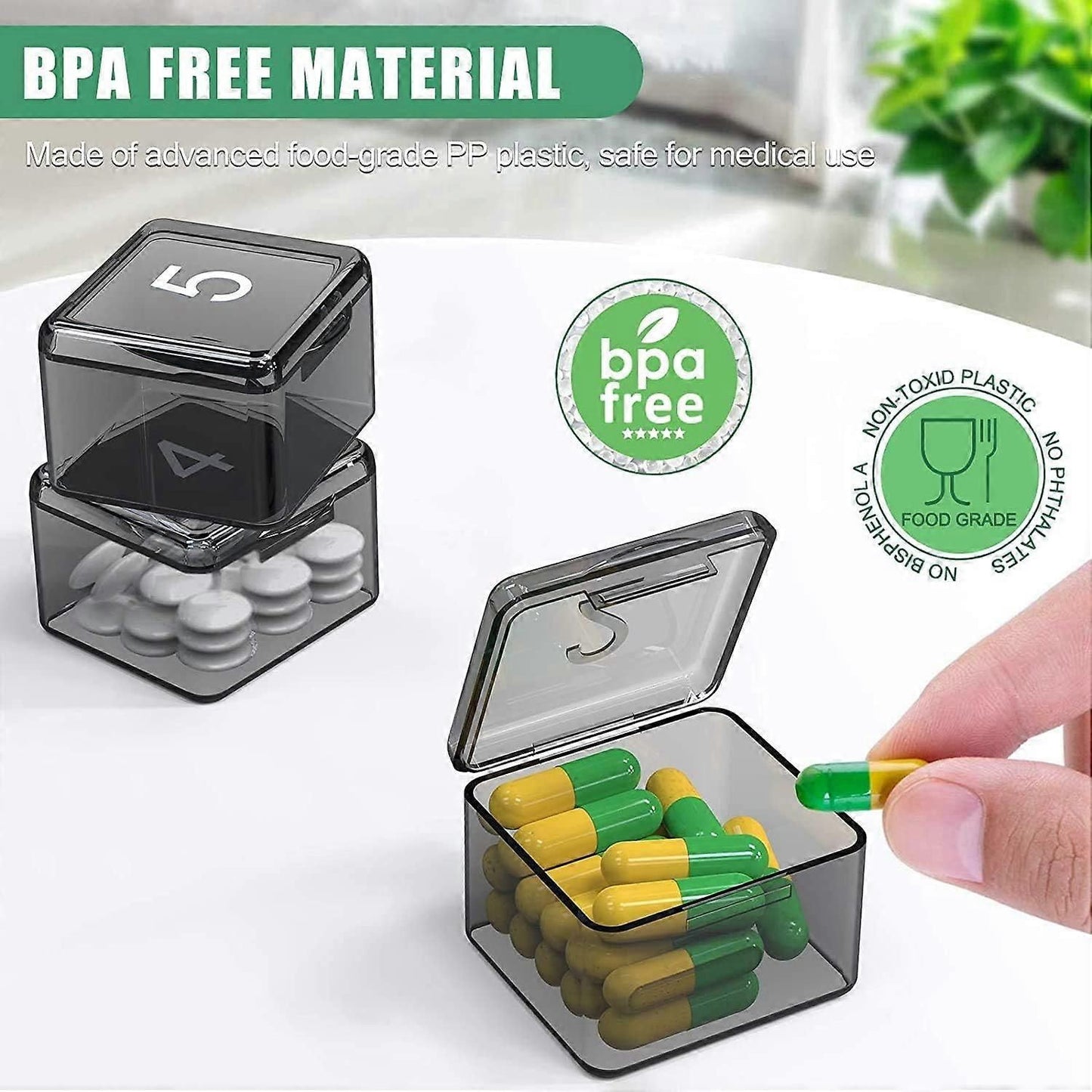 Monthly Pill Organizer Once a Day, 30-Day Easy Open Pill Case with Large Compartments for Travel, Transparent, Black