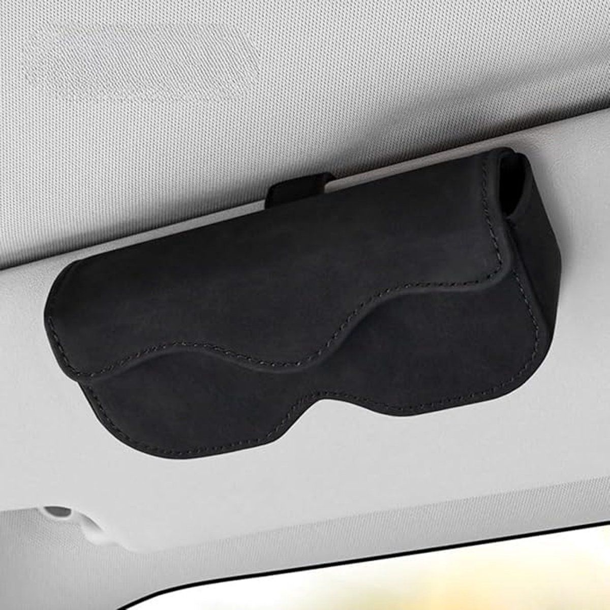 Glasses Case, Car Glasses Frame, Sun Visor Sunglasses Holder, Storage Box for Sunglasses in the Car, 16.5 x 4.54 x 7 cm, Black