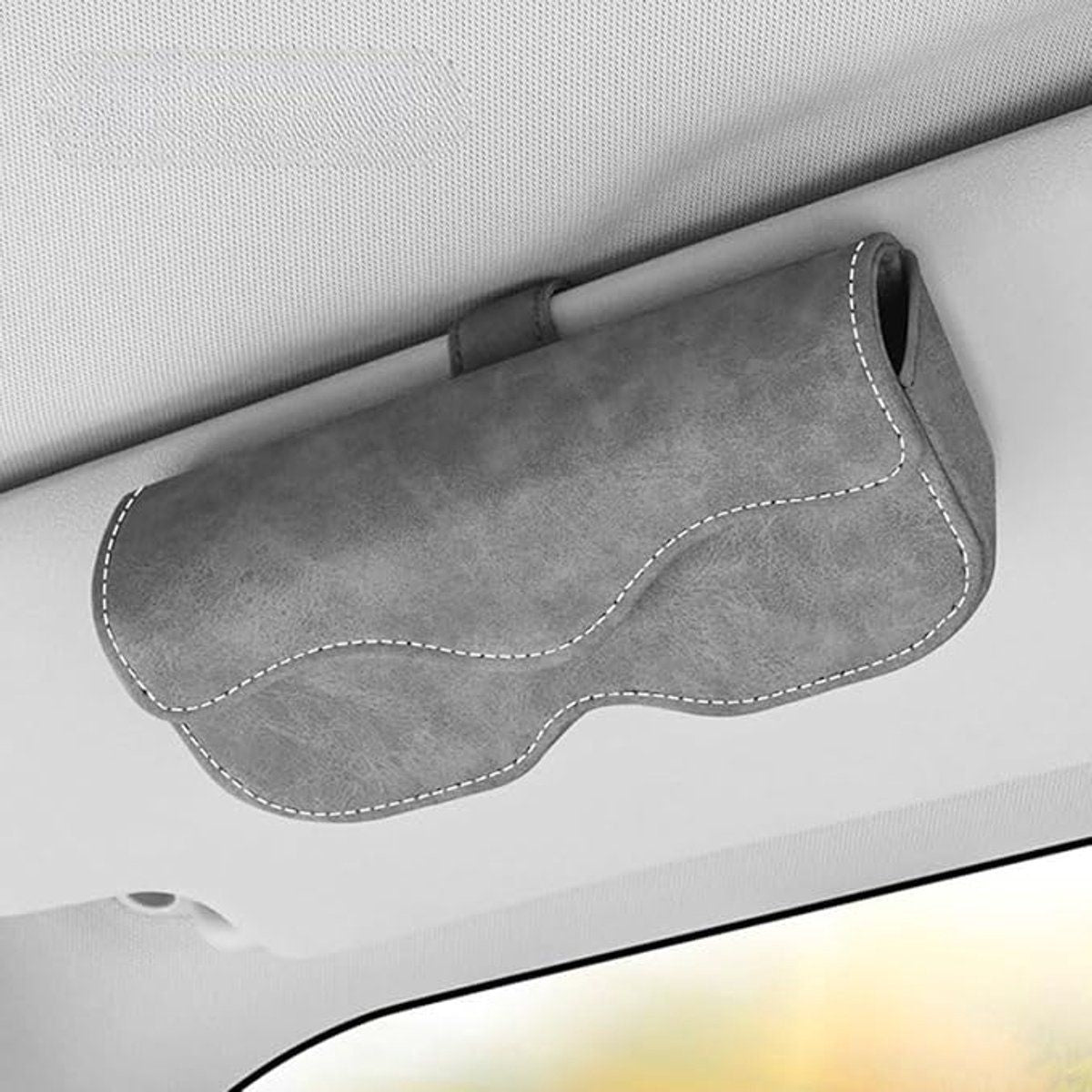 Glasses Case, Car Glasses Frame, Sun Visor Sunglasses Holder, Storage Box for Sunglasses in the Car, 16.5 x 4.54 x 7 cm, Grey