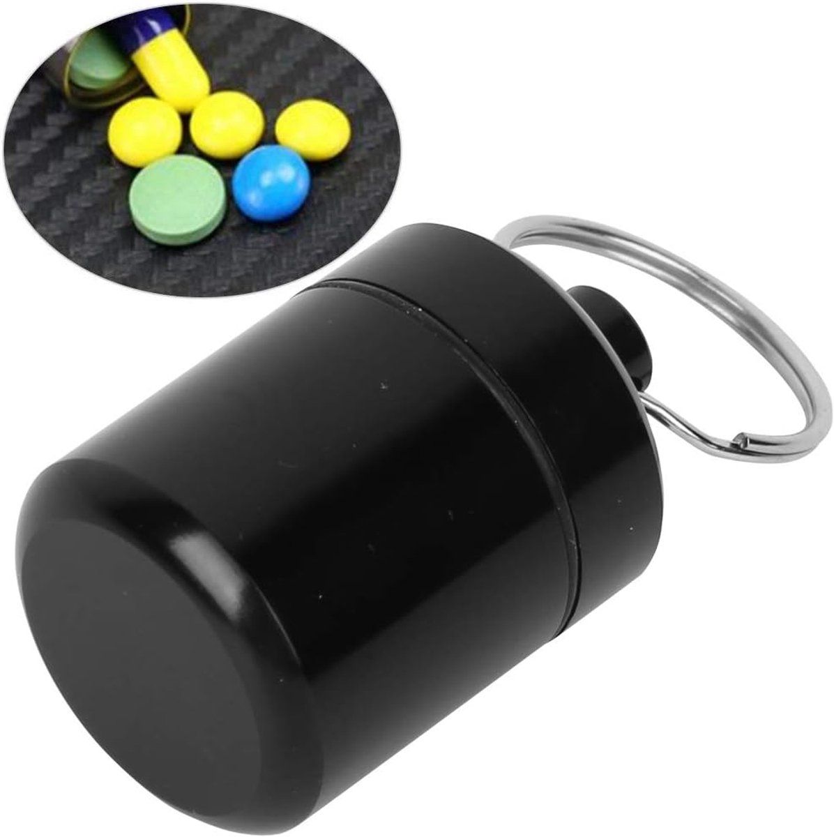 6 Pack,pill box keychain, Aluminum medicine bottles, Keychain, for medicines, for Home, Travel and Daily Use