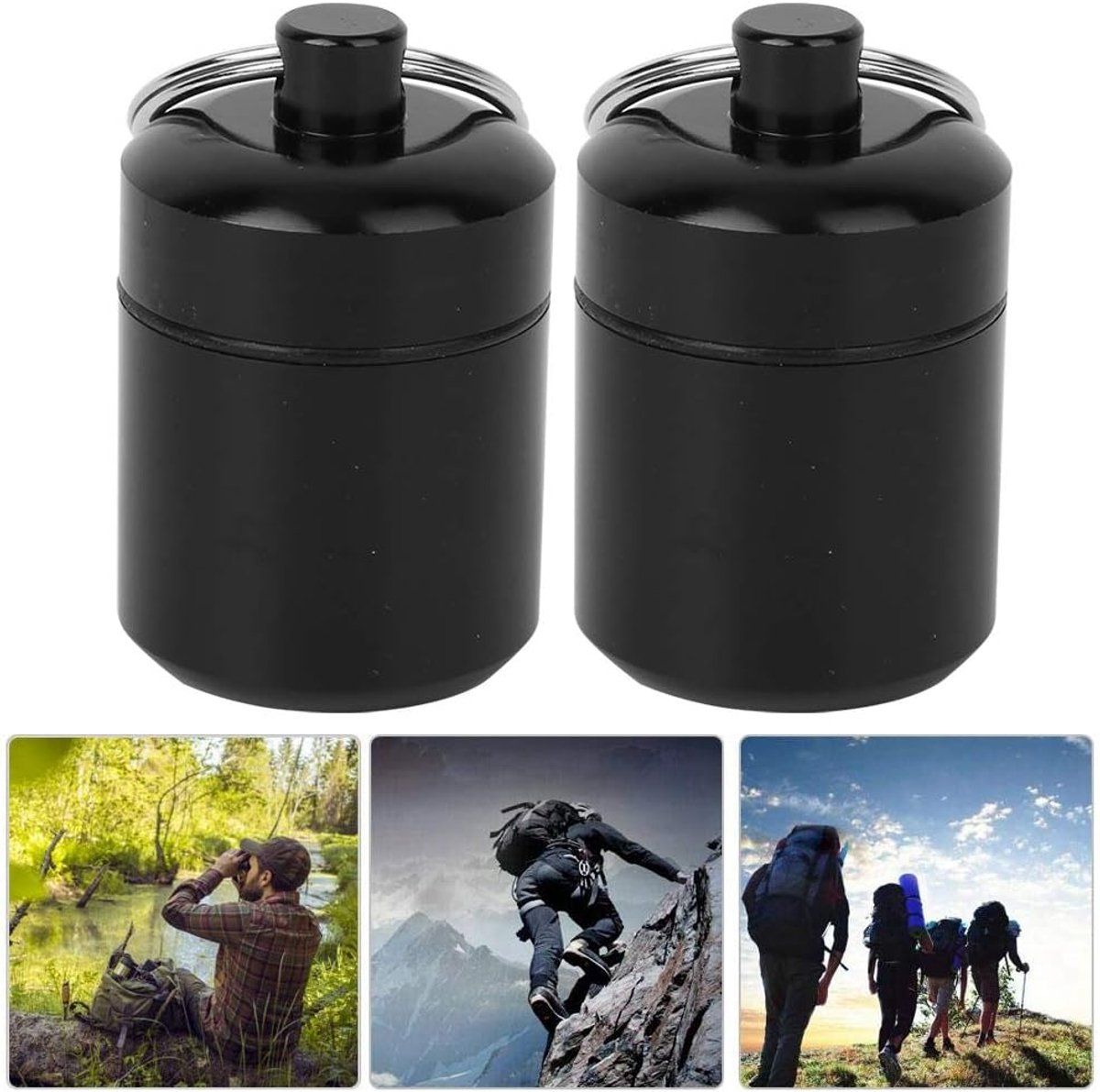 6 Pack,pill box keychain, Aluminum medicine bottles, Keychain, for medicines, for Home, Travel and Daily Use