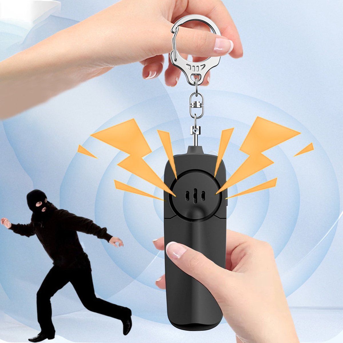 Personal Safety Siren, Emergency Whistle with LED Flashlight, Keychain, for outdoor use, travel, for Home, Travel and Daily Use, 130 dB