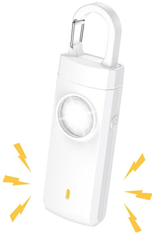Personal Self-Defense Alarm, Self-Defense Alarm for Women, Alarm Keychain, Emergency Alarm, Rechargeable Alarm, White