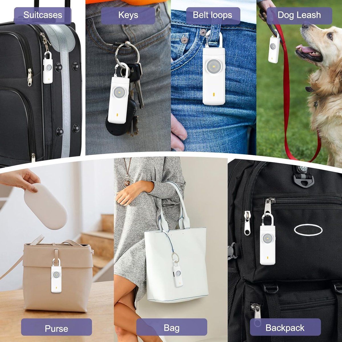Personal Self-Defense Alarm, Self-Defense Alarm for Women, Alarm Keychain, Emergency Alarm, Rechargeable Alarm, White