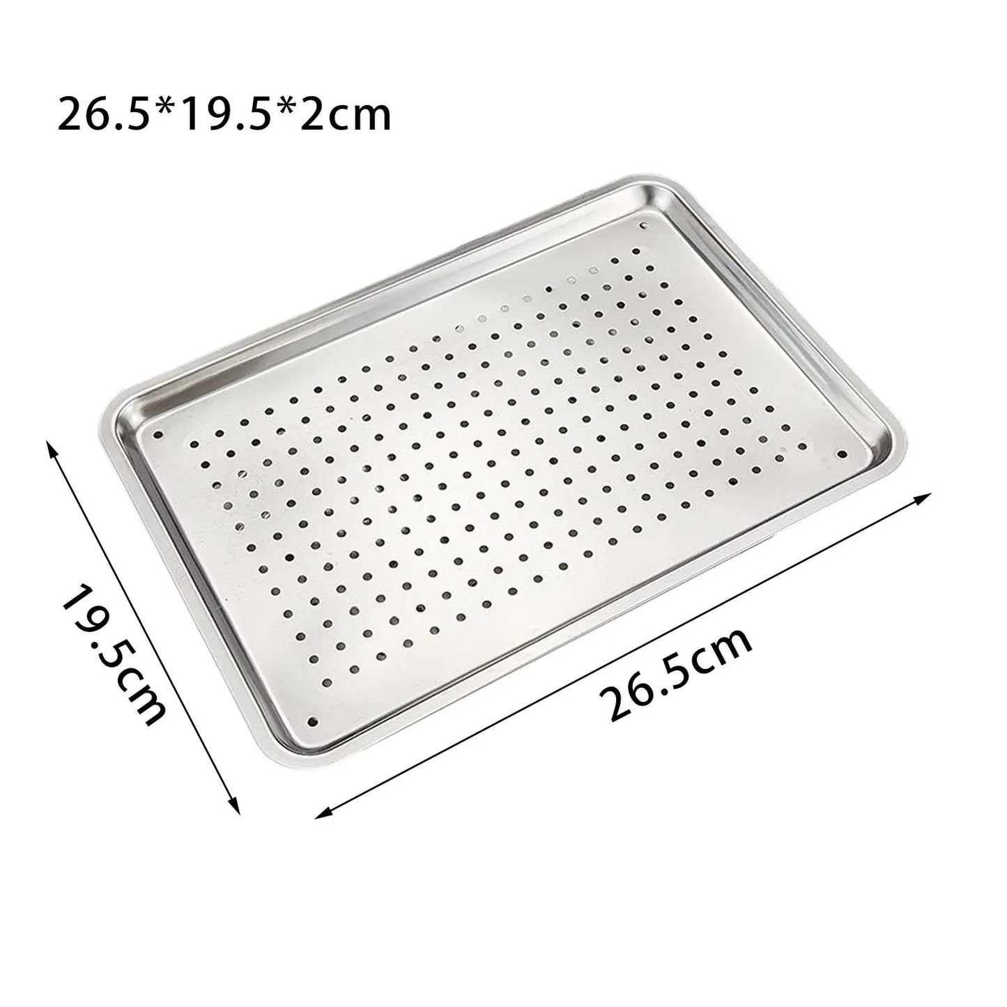 Stainless Steel Baking Sheet Food Serving Tray Baking Pan Tray Cookie Sheet for Food Festival Family Gathering Baking Shop, 27cmx20cmx2.5cm Hole