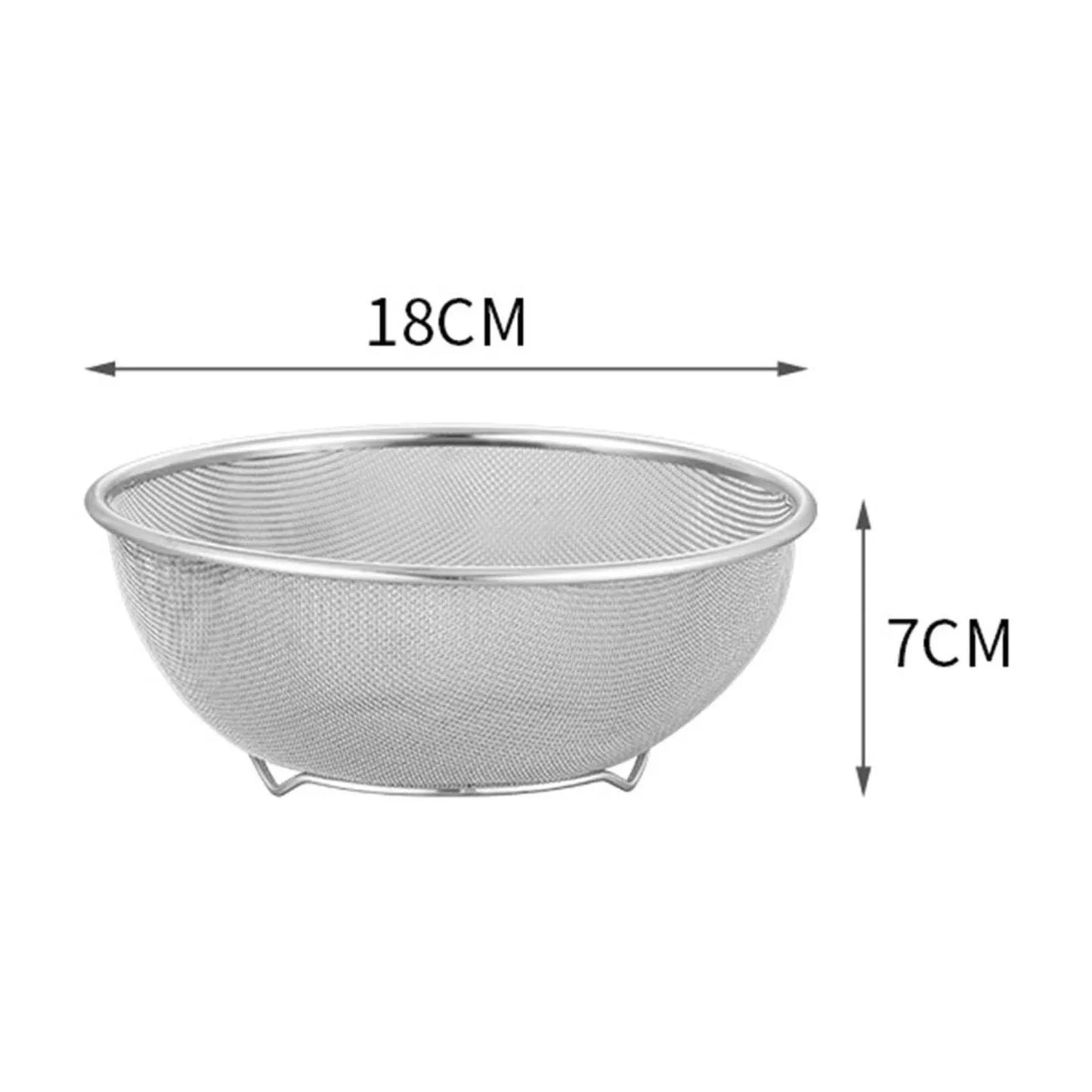 2 Pieces, 304 Stainless Steel Colander with Mixing Bowl, Fruit Pasta Rice Strainer and Drainer Basket Set, 18 cm
