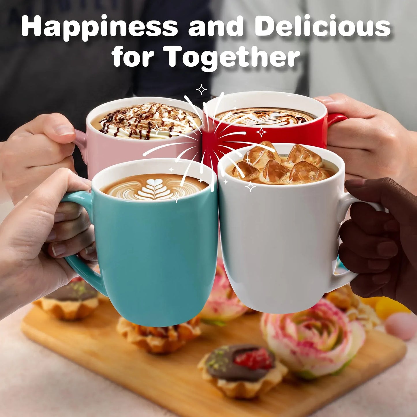 16 oz Large Coffee Mug with Handle, Ceramic Tea Cup for Coffee, Latte, Tea and Hot Drinks at Home or Office, Blue