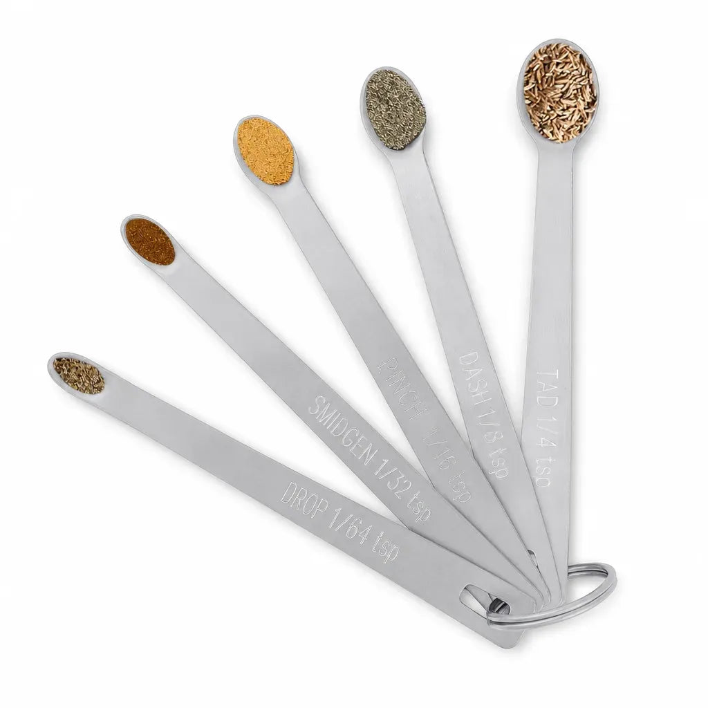 5 Pack Stainless Steel Mini Measuring Spoons, Compact Kitchen Measuring Spoon Set for Baking, Cooking and Seasoning