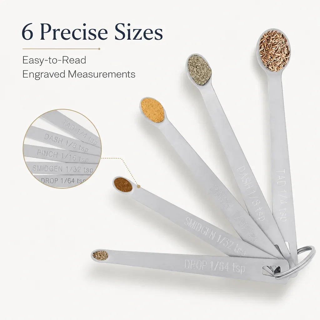 5 Pack Stainless Steel Mini Measuring Spoons, Compact Kitchen Measuring Spoon Set for Baking, Cooking and Seasoning