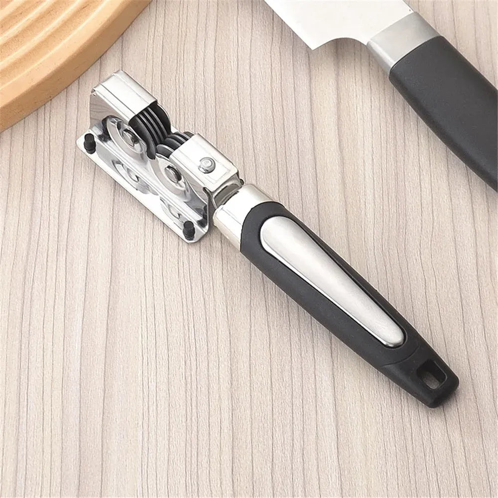 2 Pack Knife Sharpener, Handheld Manual Sharpening Tool for Fixed Blades, Pocketknives, Blade Sharpener with Rotating Steel Discs and Handle