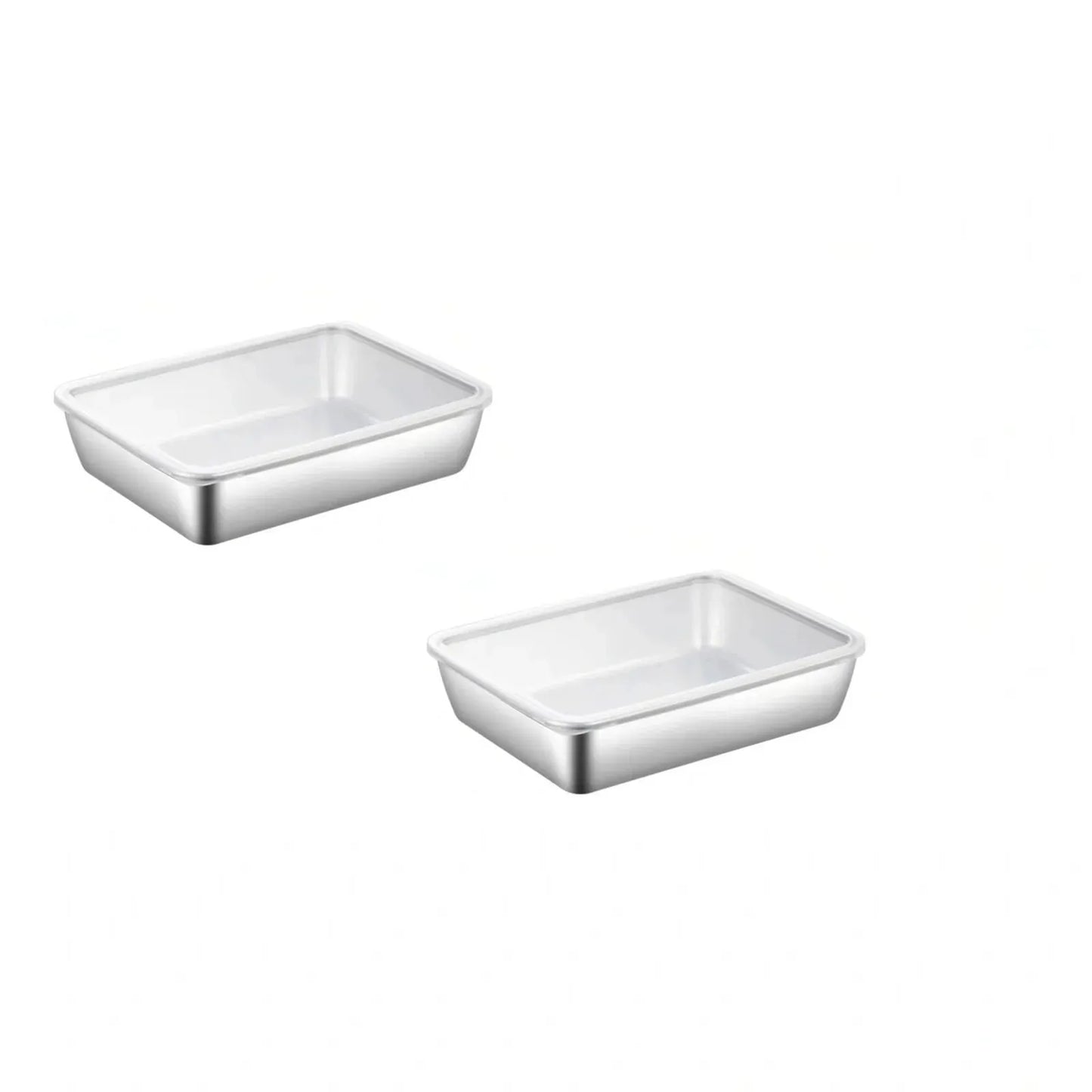 2 Piece, Fridge Storage Containers, Stainless Steel Baking Pans with Lids, Freezer Meal Prep, Market Stall Catering, Rectangular, 12x8x3 In
