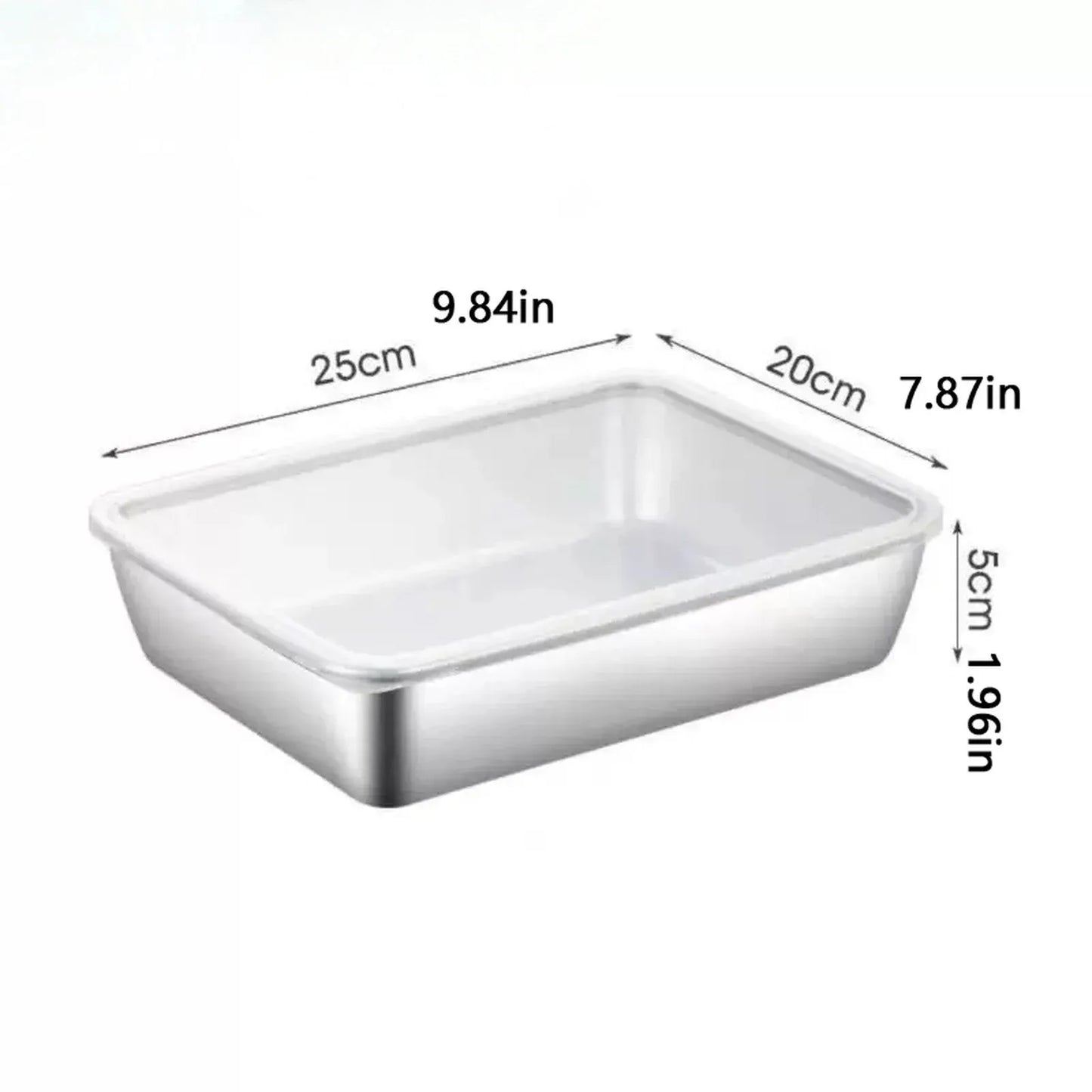 2 Piece, Fridge Storage Containers, Stainless Steel Baking Pans with Lids, Freezer Meal Prep, Market Stall Catering, Rectangular, 12x8x3 In