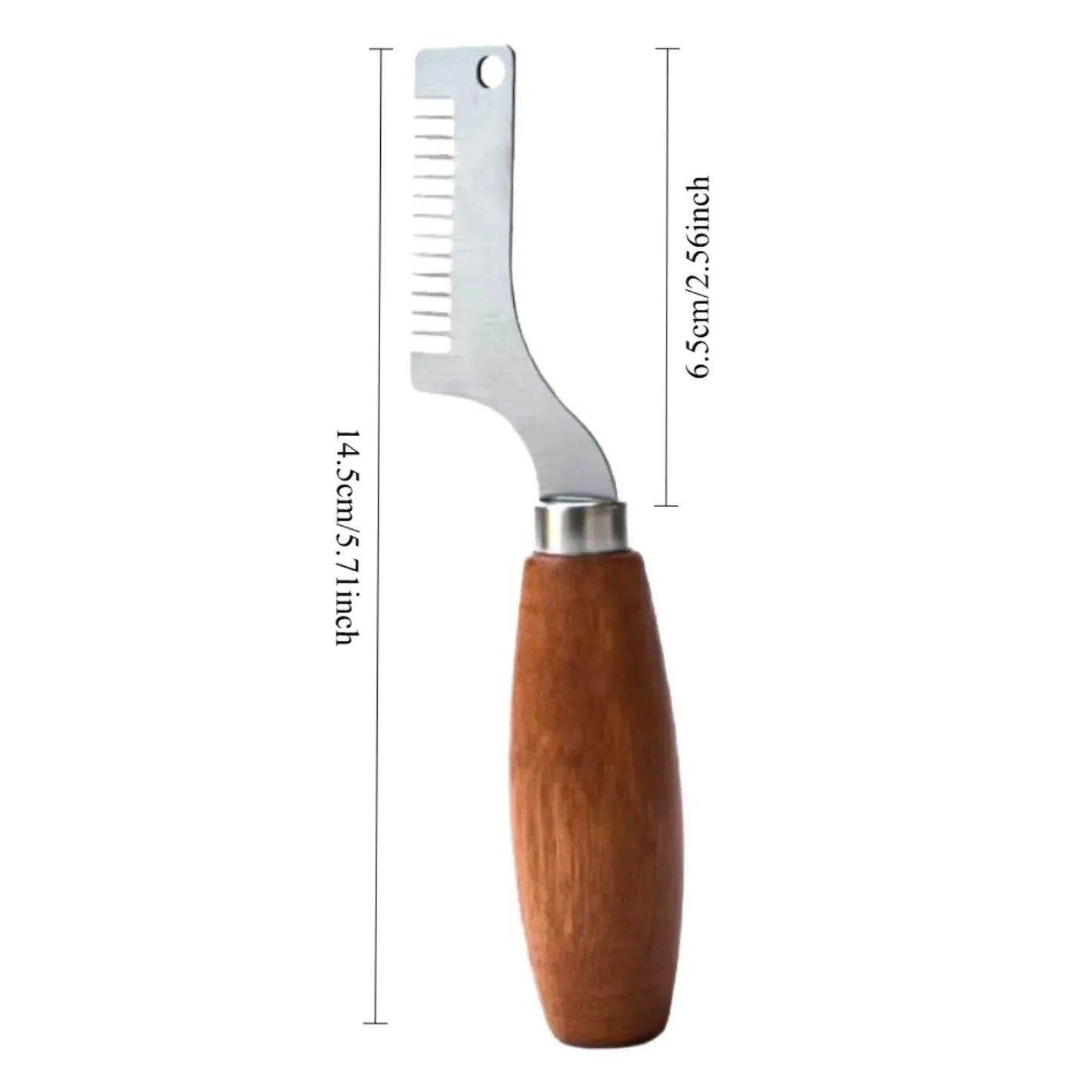 1 Piece, Vegetable Shredder, Handheld Shredder, Stainless Steel Kitchen, Onion Cutter Chopper, 8 in Cutting Head, Wooden Handle, Silver, Brown