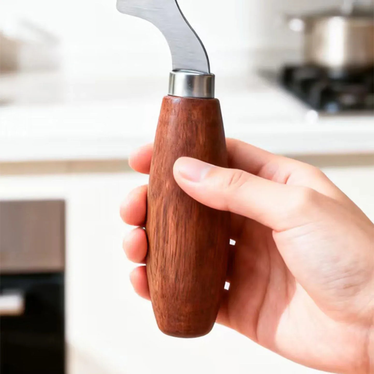 1 Piece, Vegetable Shredder, Handheld Shredder, Stainless Steel Kitchen, Onion Cutter Chopper, 8 in Cutting Head, Wooden Handle, Silver, Brown
