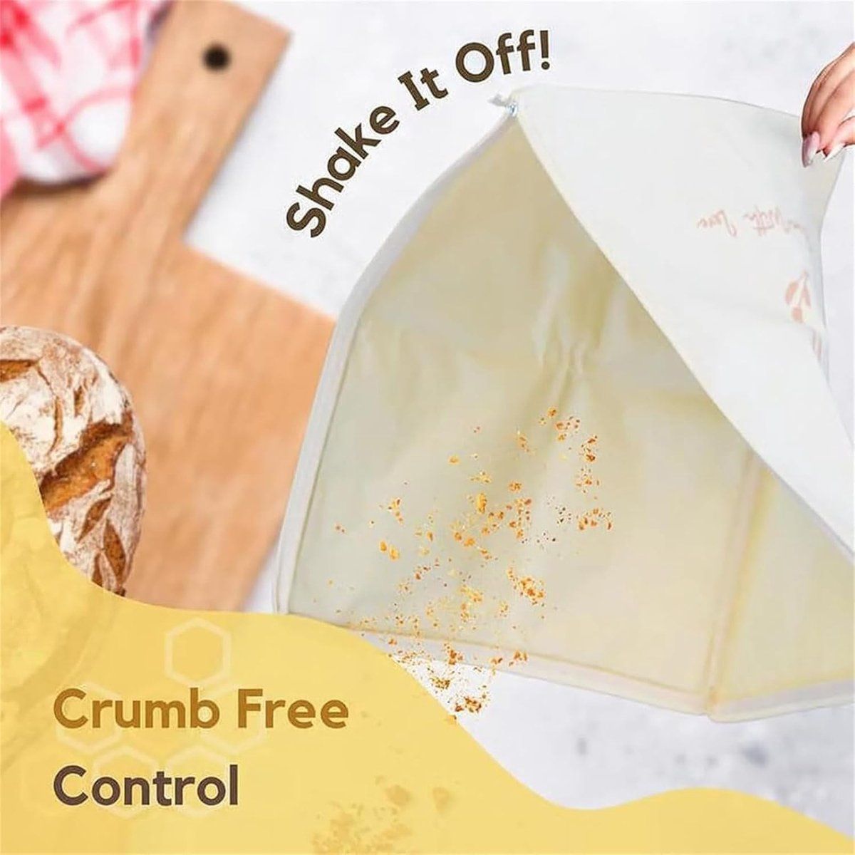 Reusable Beeswax Bread Storage Bag with Zipper, 43 x 33 cm Cotton Food Bag for Bread, Produce and Kitchen Storage
