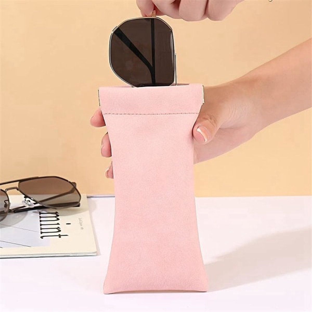 4 Pack Unisex PU Eyeglass Cases, Soft Wallet Style Glasses Sleeves for Reading Glasses, Sunglasses and Travel Storage
