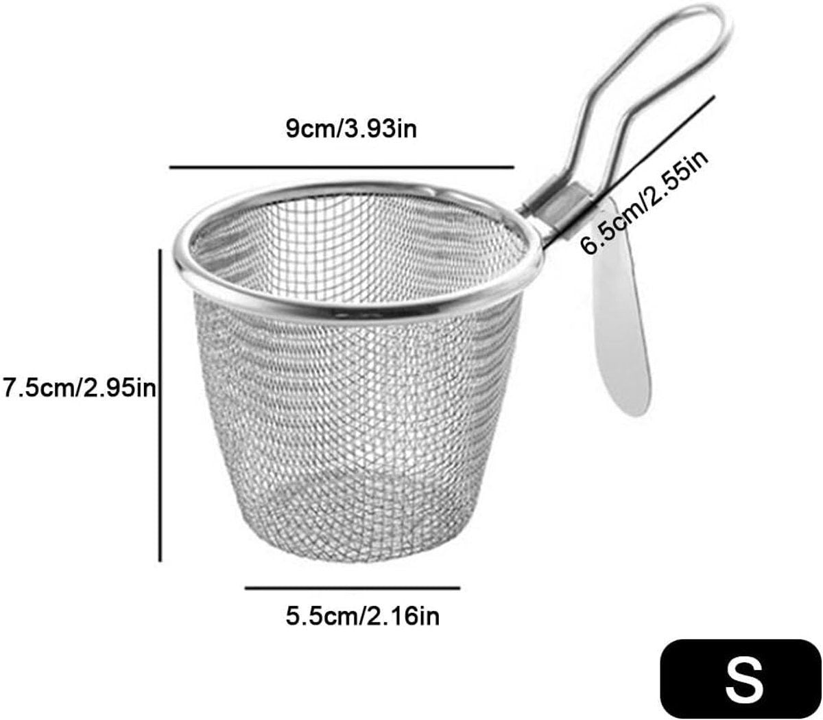 Stainless Steel Pasta Cooking Basket with Clip Handle, Fine Mesh Hanging Strainer for Pasta, Ramen, Pho and Vegetables