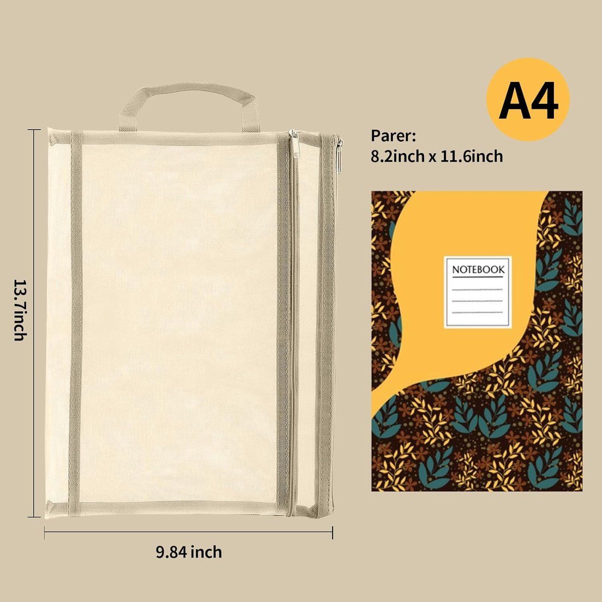 10 Pack A4 Zippered Mesh Storage Bags, Double Layer Nylon Organizer Pouches with Handles for Toys, Puzzles and Blocks