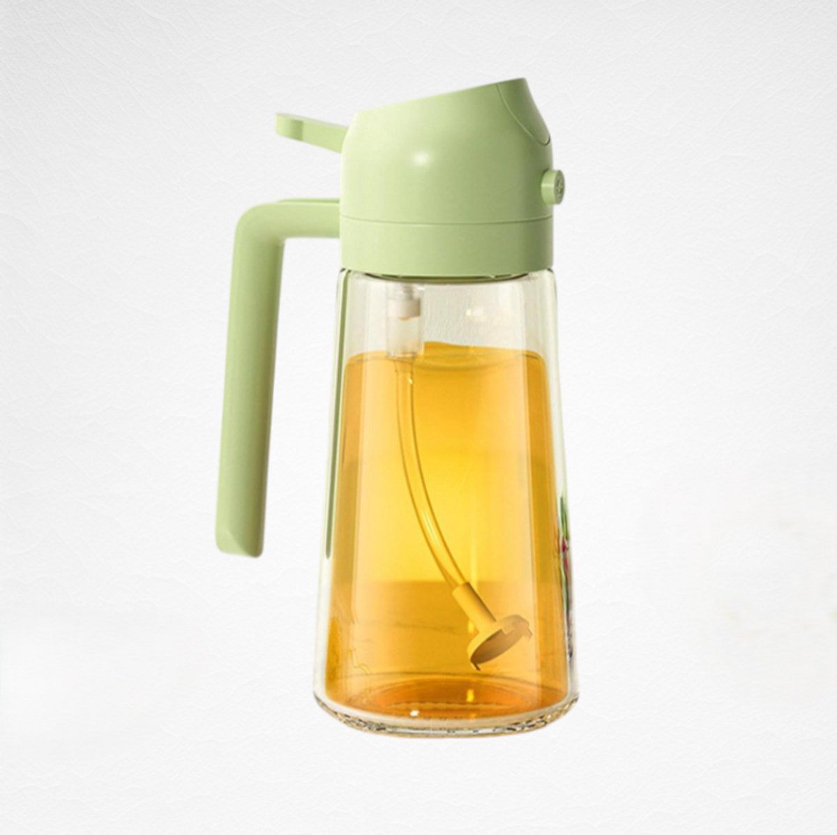 2-in-1 Oil Dispenser and Spray, BPA free, Olive oil bottle, Wok oil, Olive oil spray, Cooking spray, BBQ accessories, Baking spray, Olive green