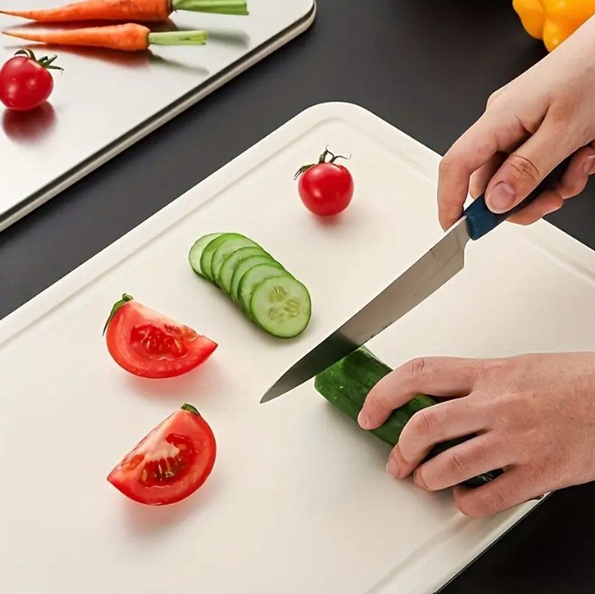 Stainless Steel Cutting Board Extra Thick 1.2cm, Double, sided, Scratch, resistant, Anti, slip edge, Dishwasher safe, Cutting boards