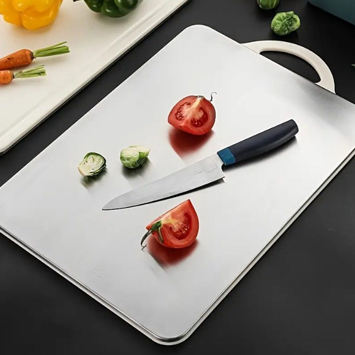 Stainless Steel Cutting Board Extra Thick 1.2cm, Double, sided, Scratch, resistant, Anti, slip edge, Dishwasher safe, Cutting boards