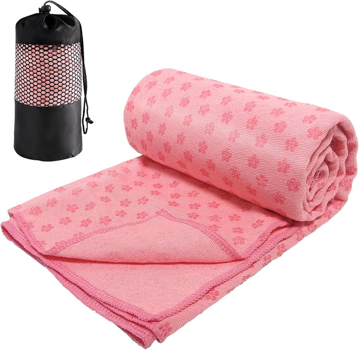 Yoga Mat Cover, Fitness Mat, Sports Towels, With Mesh Carrying Bag, Breathable Yoga Mat Towel, For Fitness Training, Pilates and Fitness, Pink