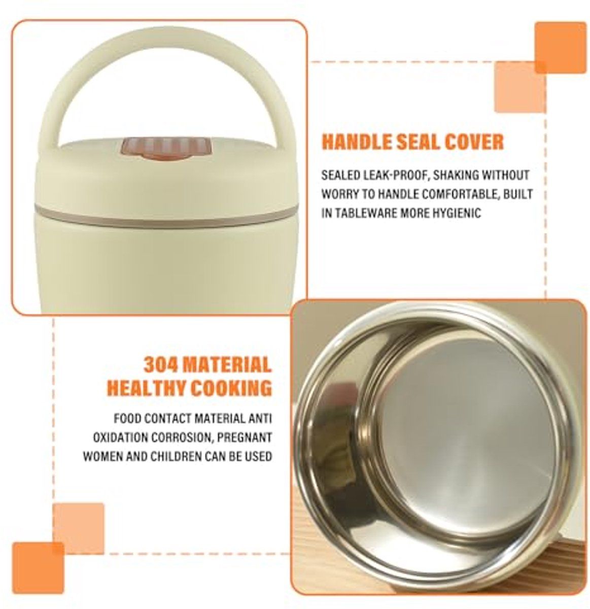 Food Thermocontainer, 1.2 L, thermo lunchbox with spoon, food thermos mug, warming container, used for keeping dishes and soups warm