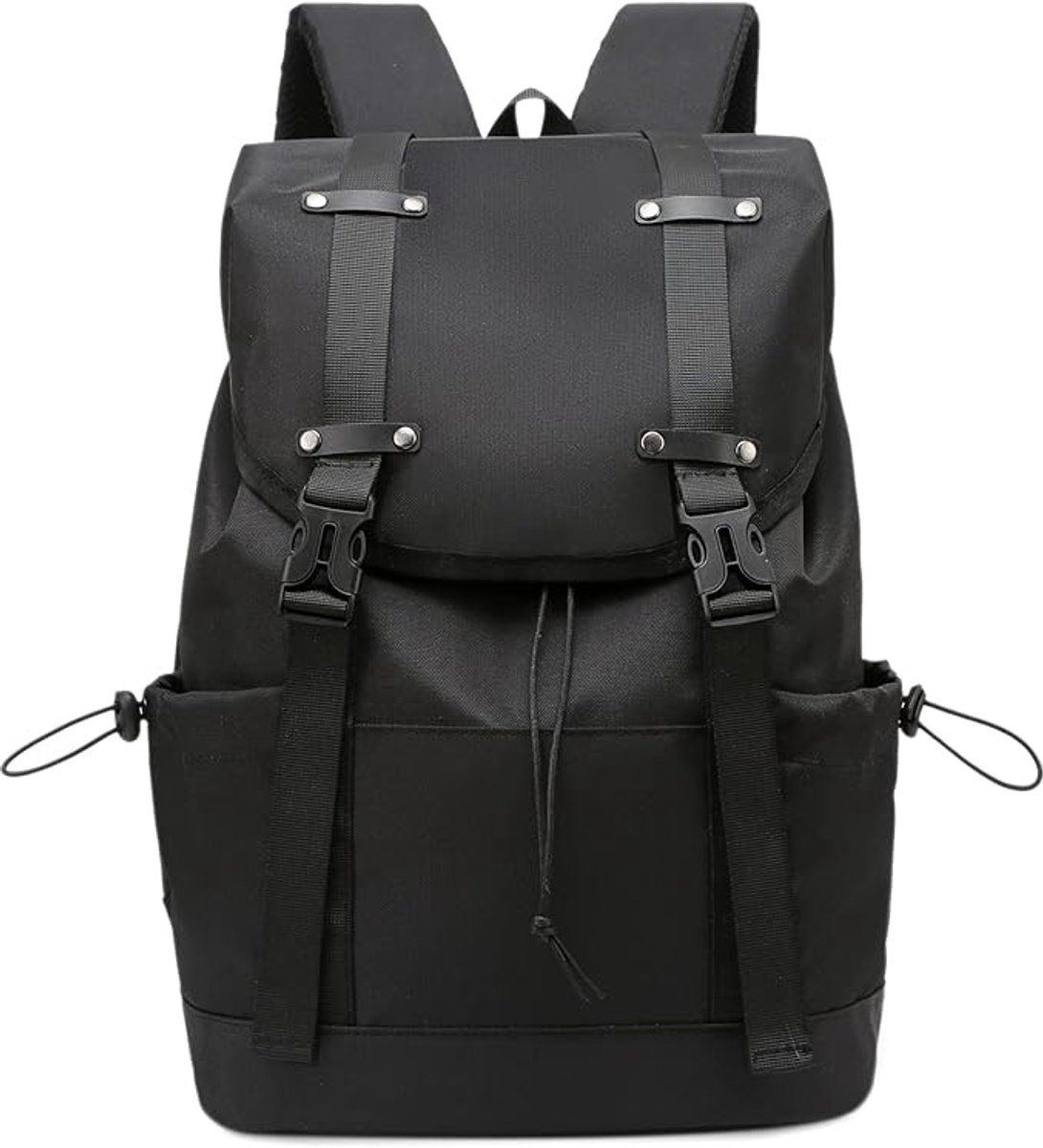 Unisex Laptop Backpack with Anti-Theft Pocket, 20 L Waterproof Travel and Work Backpack for 39.6 cm Laptop, Black