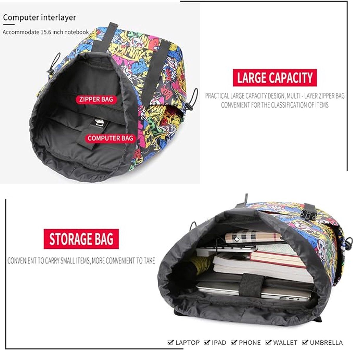 Unisex Laptop Backpack with Anti-Theft Pocket, 20 L Waterproof Travel and Work Backpack for 39.6 cm Laptop, Black