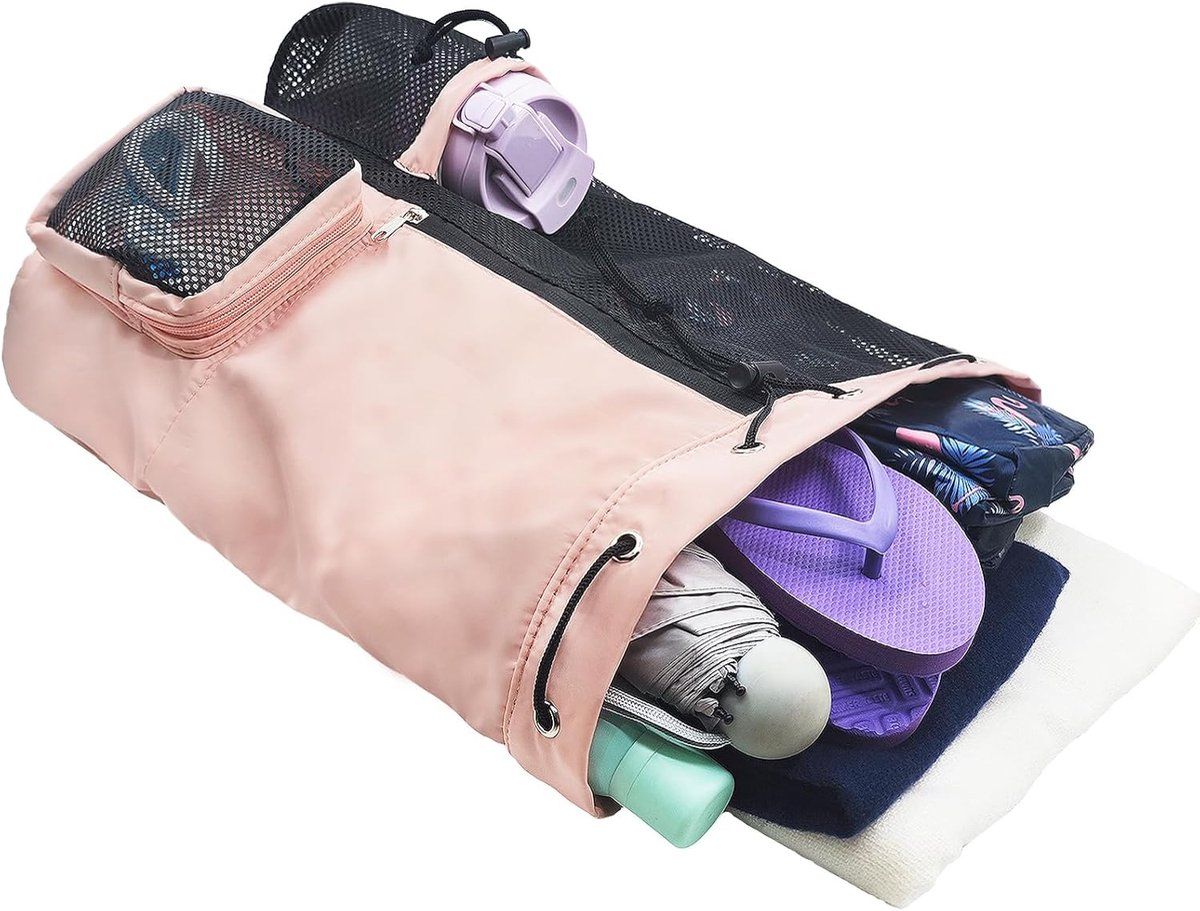 Gym Bag, Separation of wet and dry items, Portable sports bag, Drawstring backpack, Adjustable straps, quality water, resistant quality, Pink
