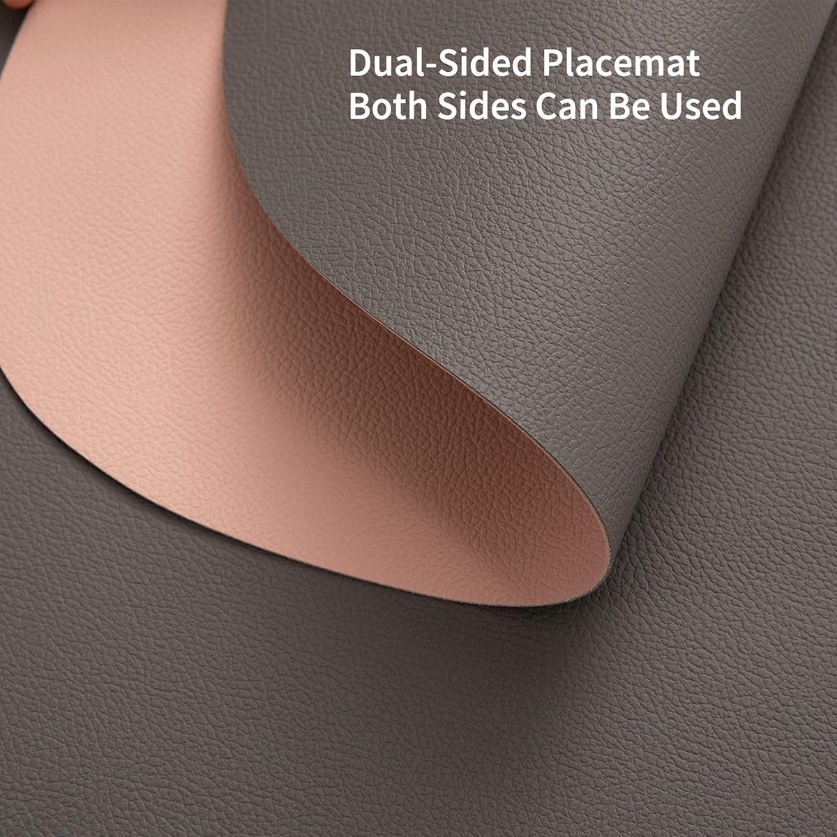4 Pieces look Placemats, Leather Table Mats and Coasters, water repellent Coasters, 36.5 x 45 cm, Grey, Pink Double, sided color