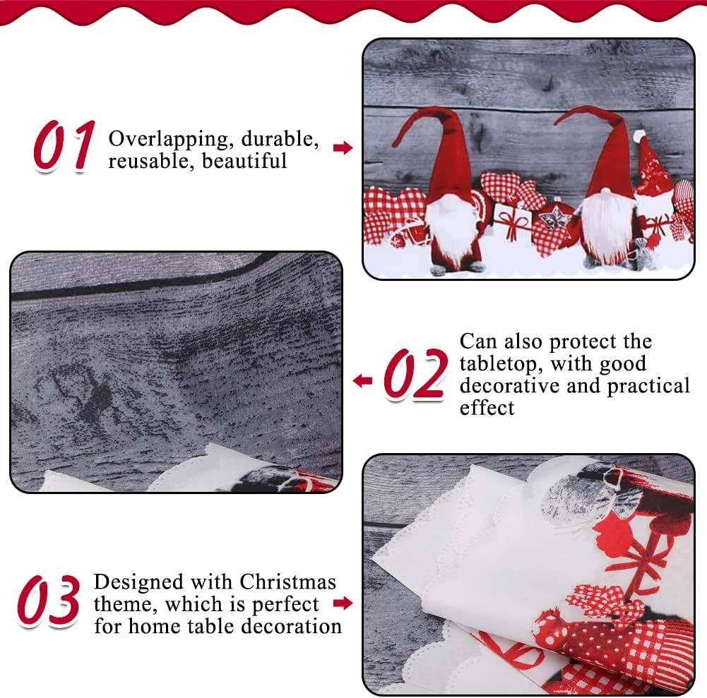 Gray Rectangular Christmas Tablecloth, 180 x 150 cm, Washable Dinner Table Cover for Holiday Meals, Parties and Seasonal Home Decor