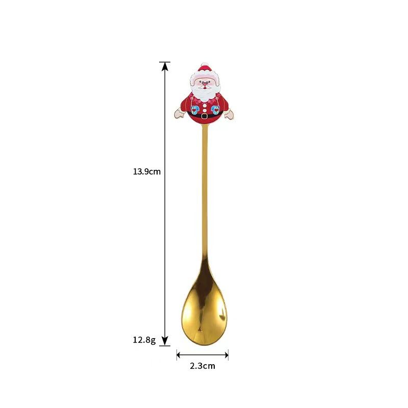 4 Pack Gold Christmas Coffee Spoons, 304 Stainless Steel Dessert and Tea Spoon Set for Holiday Table Settings