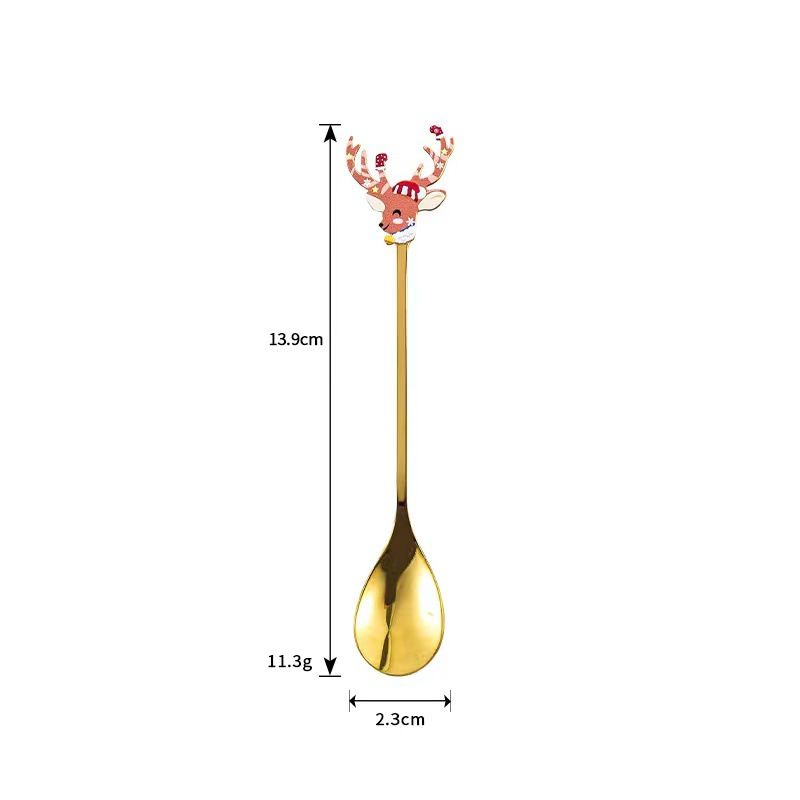 4 Pack Gold Christmas Coffee Spoons, 304 Stainless Steel Dessert and Tea Spoon Set for Holiday Table Settings