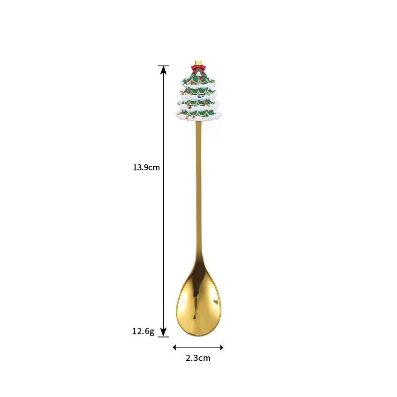 4 Pack Gold Christmas Coffee Spoons, 304 Stainless Steel Dessert and Tea Spoon Set for Holiday Table Settings