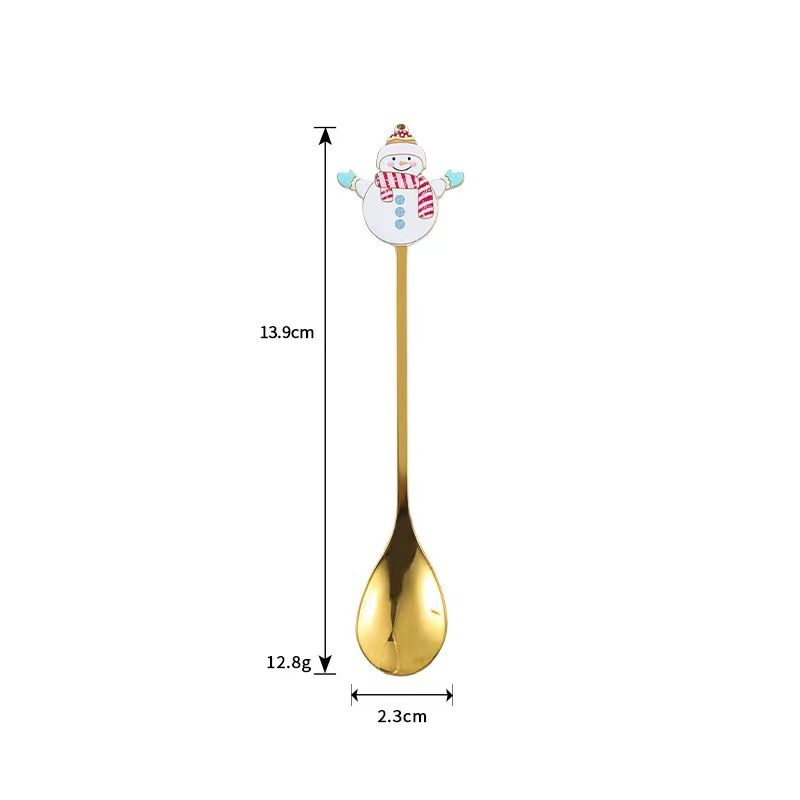 4 Pack Gold Christmas Coffee Spoons, 304 Stainless Steel Dessert and Tea Spoon Set for Holiday Table Settings
