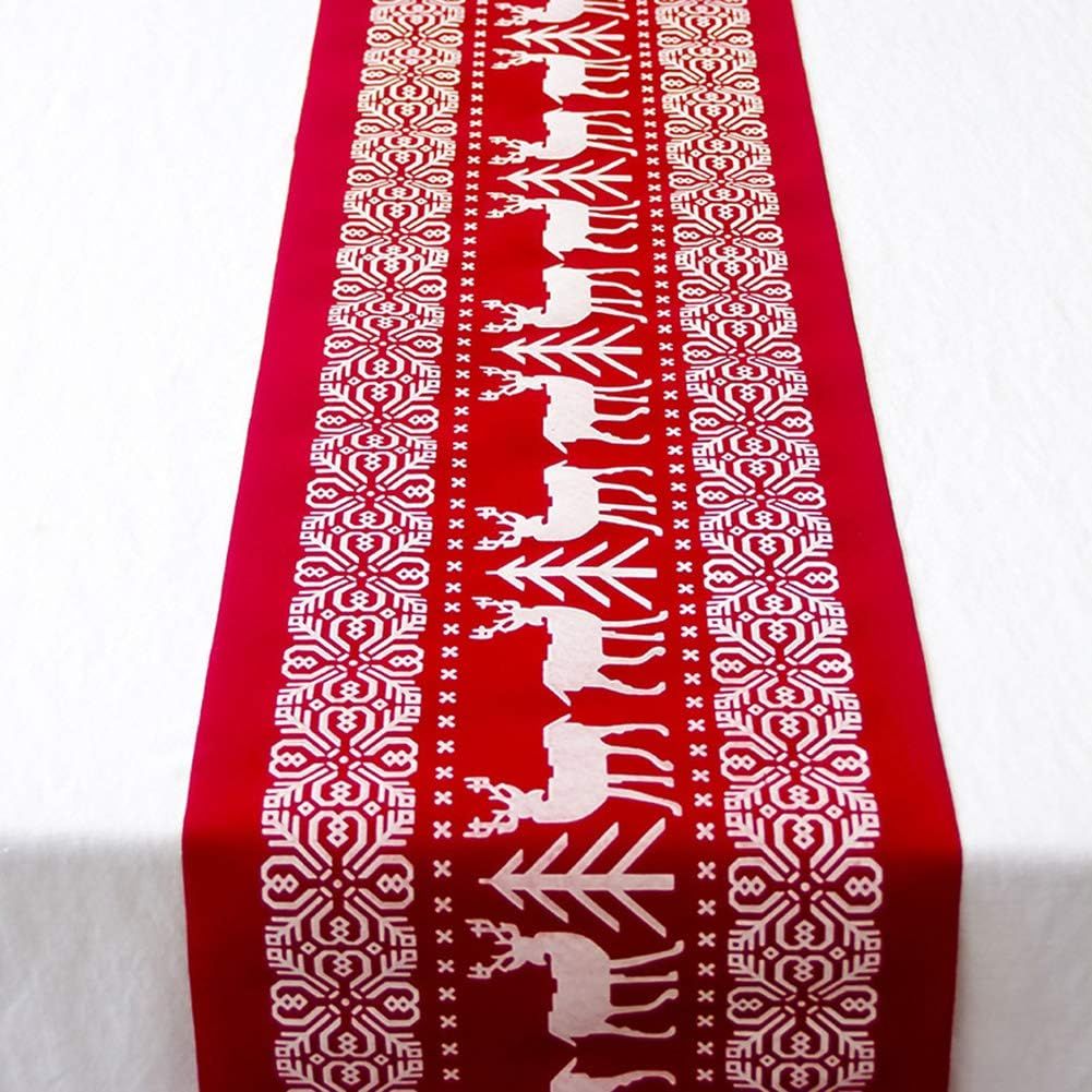 Christmas Cotton Linen Table Runner, 28 x 270 cm, Washable Holiday Table Decoration for Dining Room, Party and Seasonal Home Decor
