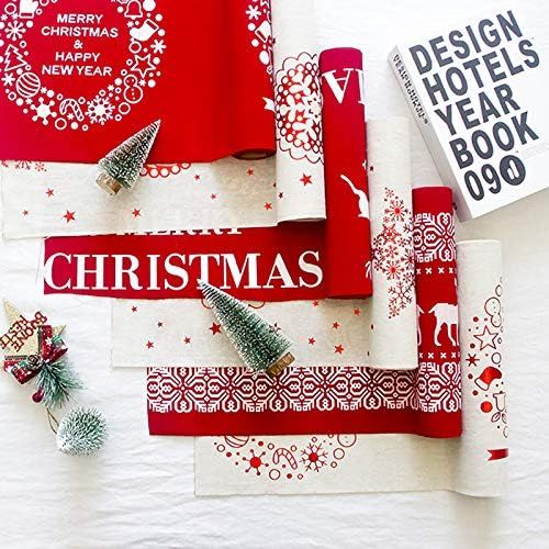 Christmas Cotton Linen Table Runner, 28 x 270 cm, Washable Holiday Table Decoration for Dining Room, Party and Seasonal Home Decor